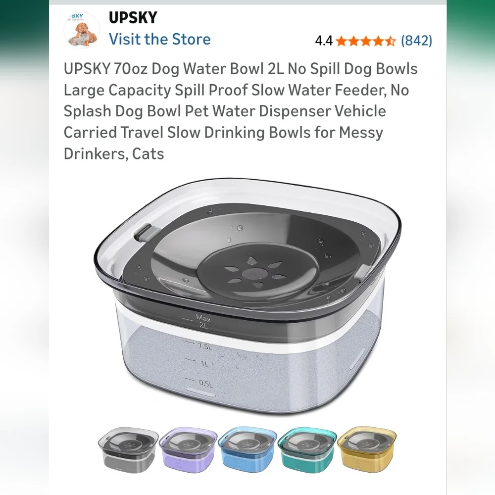 No Spill Large Capacity Water Bowl